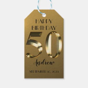 Étiquettes-cadeau 50e anniversaire d'or métallique