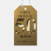 Étiquettes-cadeau 50e anniversaire d'or métallique (Dos)