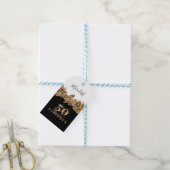 Étiquettes-cadeau 50e anniversaire Luxe Golden Flowers élégant Class (Avec de laficelle)