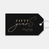 Étiquettes-cadeau 50e anniversaire Mariage or noir (Devant (Horizontal))