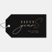 Étiquettes-cadeau 50e anniversaire Mariage or noir (Dos (Horizontal))