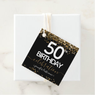 Étiquettes Cadeau 50th Birthday Gold Elegant Script Favor Tags