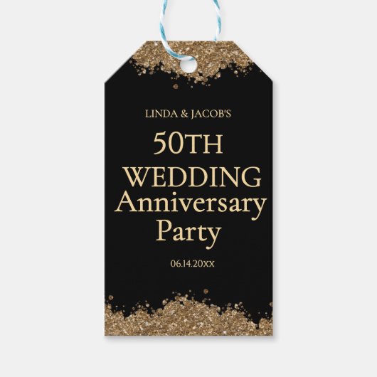 Étiquettes-cadeau 50th Wedding Anniversary Gold Faux Glitter  (Devant)