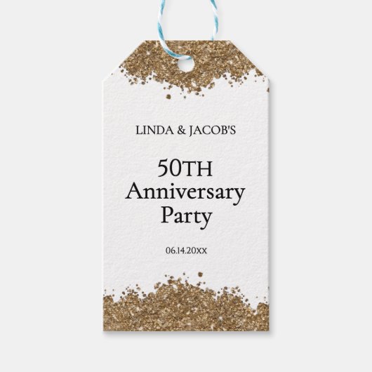 Étiquettes-cadeau 50th Wedding Anniversary Gold Faux Glitter (Devant)