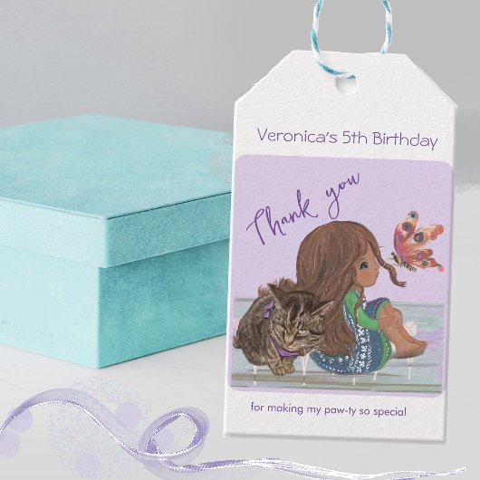 Étiquettes-cadeau 5e anniversaire fille chat tag cadeau