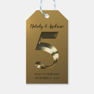 Étiquettes-cadeau 5e anniversaire Mariage d'or métallique