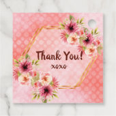 Étiquettes Cadeau 60e anniversaire corail or fleurs Merci (Dos)