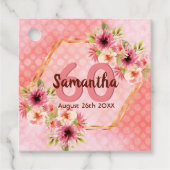 Étiquettes Cadeau 60e anniversaire corail or fleurs Merci (Devant)