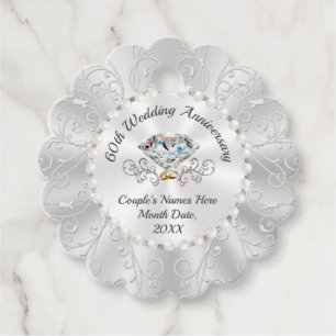 Étiquettes Cadeau 60e anniversaire de Mariage Favors, diamant