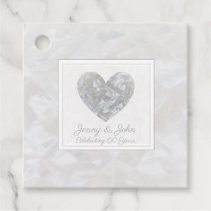 Étiquettes Cadeau 60e anniversaire du Mariage coeur diamant merci