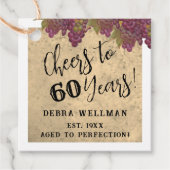 Étiquettes Cadeau 60e anniversaire Elégant vin à thème Merci (Devant)