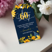 Étiquettes-cadeau 60e anniversaire tournesol rustique