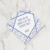 Étiquettes Cadeau 70 Merci Wonky Lines Numéro Motif Bleu/Blanc (Dos)