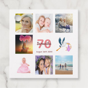 Étiquettes Cadeau 70e anniversaire fête photo collage merci