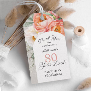 Étiquettes-cadeau 80 Ans Feminine Floral Aimée 80e Anniversaire