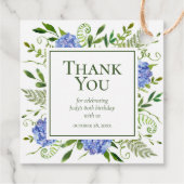 Étiquettes Cadeau 80e anniversaire Blue Hydrangeas Merci (Dos)