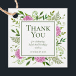 Étiquettes Cadeau 80th Birthday Pink Hydrangeas Favor Tags<br><div class="desc">Ces hortensia rose carré 80e anniversaire, merci pour les étiquettes de faveur avec de belles, sages, vert aquarelle multicolore sont étonnants et classiques. Ils auraient l'air joli lié à n'importe quel cadeau donné après une fête de 80ème anniversaire. En quelques secondes, vous pouvez voir comment vos autocollants ressembleront. Il vous...</div>