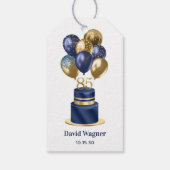 Étiquettes-cadeau 85e anniversaire Marine Blue Cake (Dos)