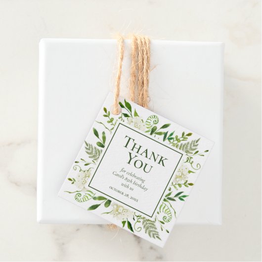 Étiquettes Cadeau 85e anniversaire Merci d'hydrangée blanche (En situation)