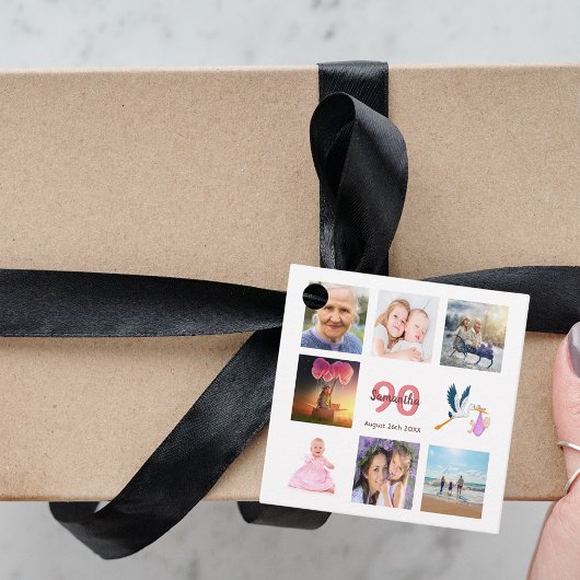 Étiquettes Cadeau 90e anniversaire fête photo collage merci