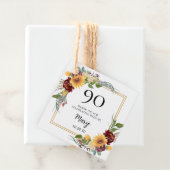 Étiquettes Cadeau 90e anniversaire Merci de tournesols (En situation)