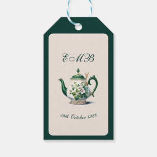 Étiquettes-cadeau 90e anniversaire Tea Party Green Regency Anniversa