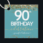 Étiquettes Cadeau 90th Birthday Gold Elegant Script Favor Tags<br><div class="desc">Belle bordure en fausse feuille avec reflets chatoyants sur la bordure supérieure et inférieure. Tout le texte est ajustable et facile à changer pour vos besoins de partie. Grande élégante conception modèle de 90ème anniversaire.</div>