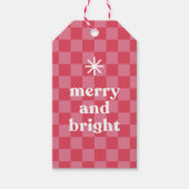 Étiquettes-cadeau À damiers moderne gras Joyeux et brillant Noël (Devant)
