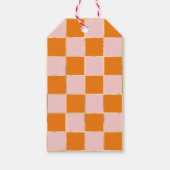 Étiquettes-cadeau à damiers rose orange (Dos)