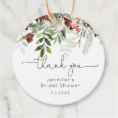 Étiquettes Cadeau À feuillage persistant élégante douche nuptiale me (Devant)