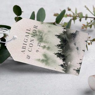 Étiquettes-cadeau À feuillage persistant Mist Rocheuse Russe Hiver B