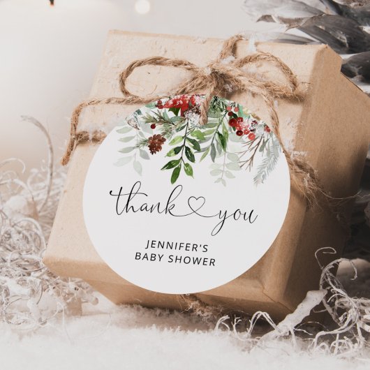Étiquettes Cadeau À feuillage persistant Noël merci