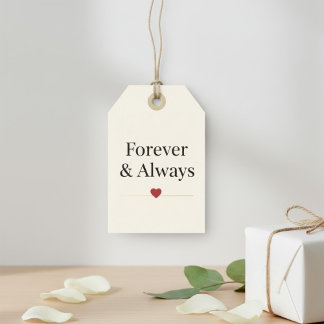 Étiquettes-cadeau À jamais & Toujours | Mariage romantique au cœur m