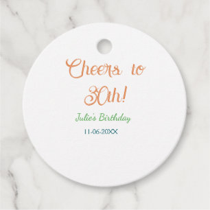 Étiquettes Cadeau À la 30e anniversaire nom date orange vert bleu