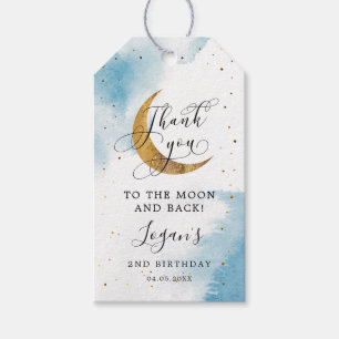Étiquettes-cadeau À la lune et arrière garçon Anniversaire Favoriser