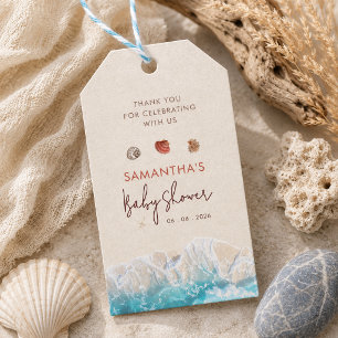 Étiquettes-cadeau À la mer bientôt coquillages sable rivage