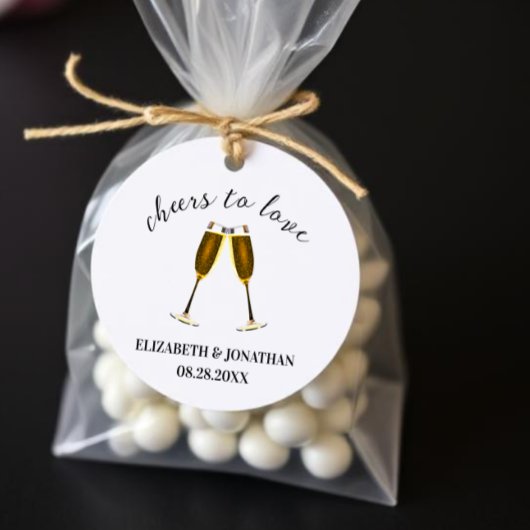 Étiquettes Cadeau À l'amour, flûtes de champagne