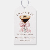 Étiquettes-cadeau A tini One Espresso Martini Pink Bow Baby Shower  (Devant)