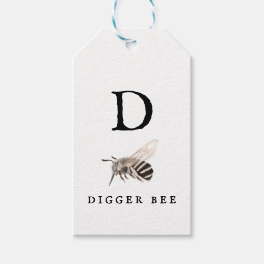 Étiquettes-cadeau Abeille à Digger "D" (Devant)