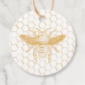 Étiquettes Cadeau Abeille d'or et peigne (Devant)