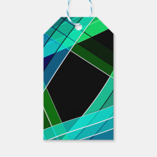 Étiquettes-cadeau Abstrait, géométrique, vert, bleu, noir