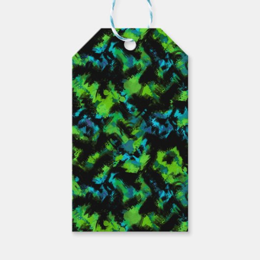 Étiquettes-cadeau Abstrait noir et vert (Devant)