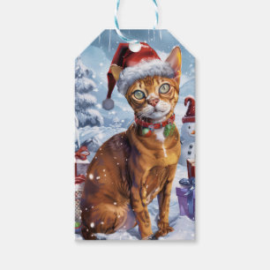 Étiquettes-cadeau Abyssinian Chat Winter Wonderland Noël Joie