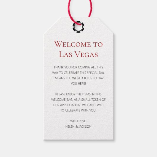 Étiquettes-cadeau Accueil élégant à Las Vegas Mariage Welcome (Devant)