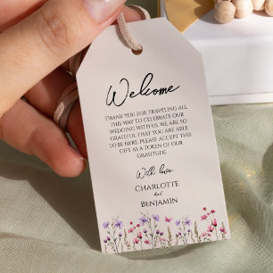 Étiquettes-cadeau Accueil Fleur sauvage moderne Destination Mariage
