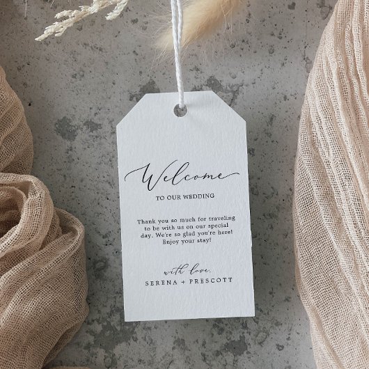 Étiquettes-cadeau Accueil Mariage de calligraphie noire délicate