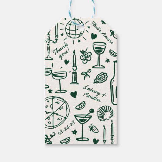 Étiquettes-cadeau Accueil Mariage illustré à main (Devant)