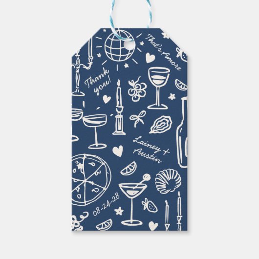 Étiquettes-cadeau Accueil Mariage illustré à main (Devant)