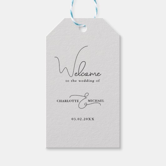 Étiquettes-cadeau accueil mariage moderne minimal (Devant)