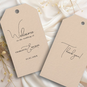 Étiquettes-cadeau accueil mariage moderne minimal